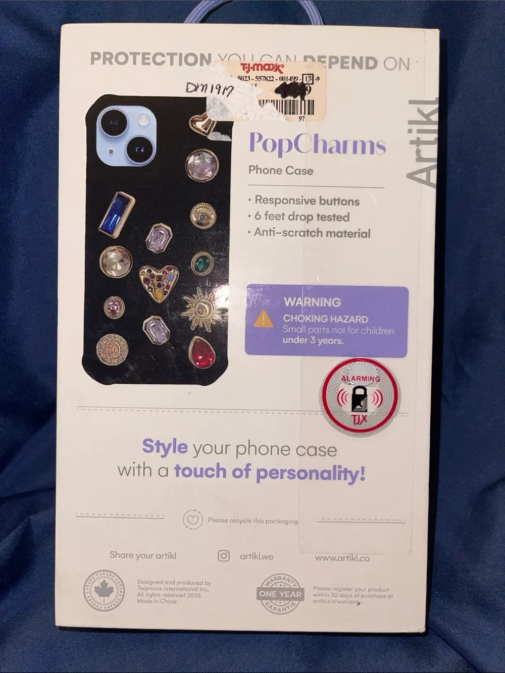 PopCharms Black iPhone Case with Multicolor Charms (Fits iPhone 15/14/13)